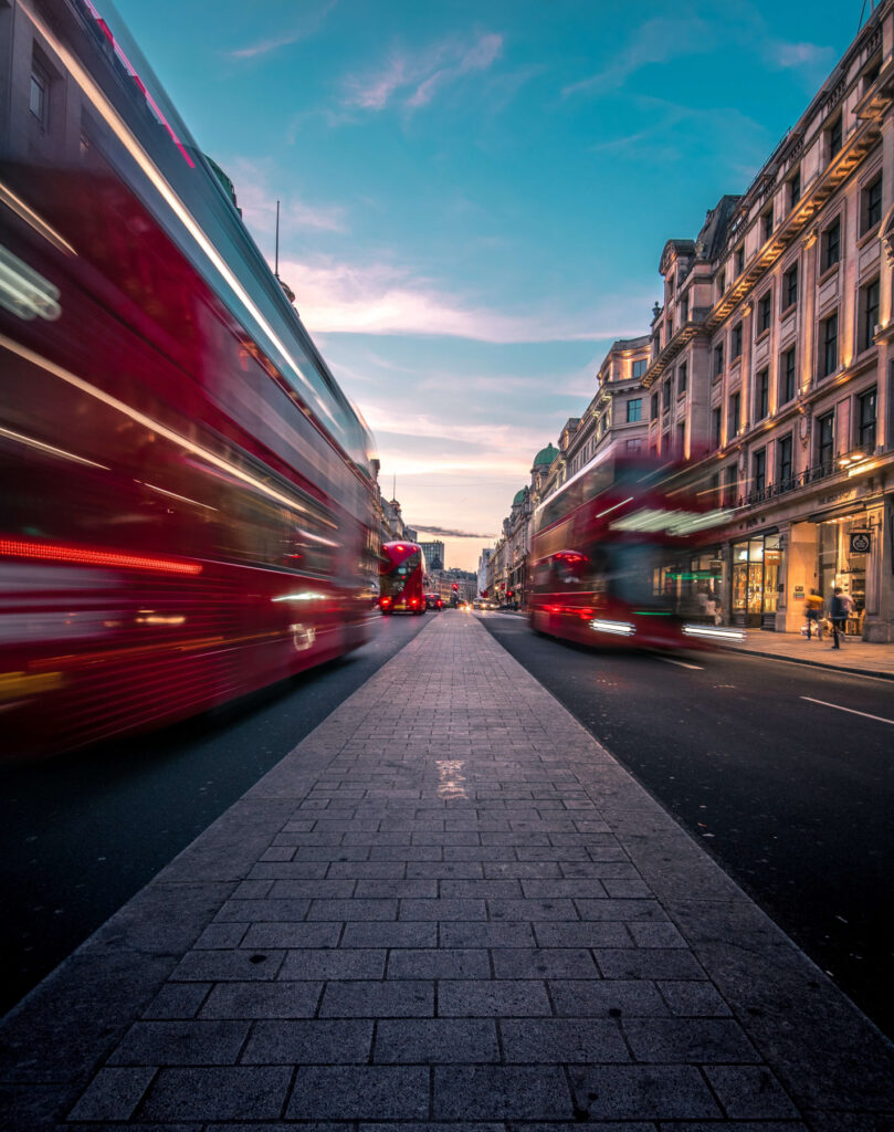 B2B SEO Setup image, city street bus