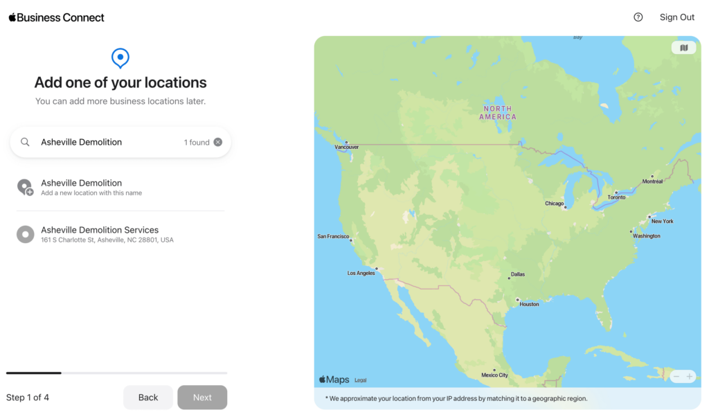 how to find your location in apple business connect