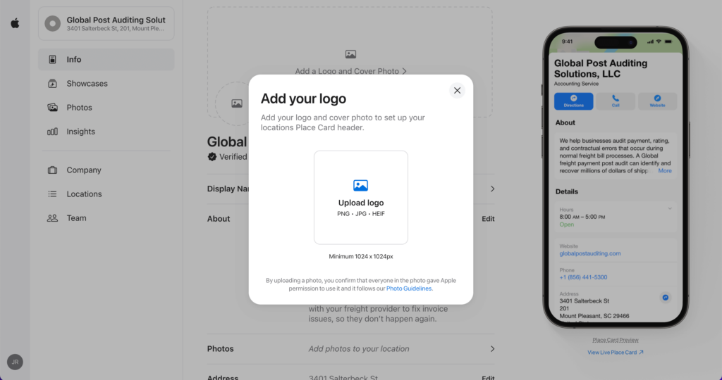 How to add your logo to Apple Business Connect