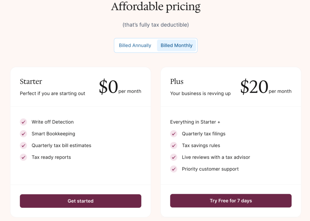 Ruby Money, monthly pricing